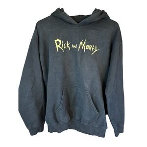 Rick and Morty Hoodie Black Graphic Adult Medium No Drawstrings Portal Art